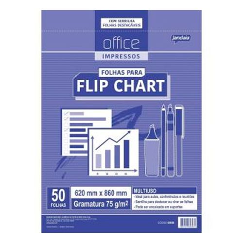 FOLHAS PARA FLIP CHART 620X860MM 75G 50FLS OFFICE IMPRESSOS JANDAIA