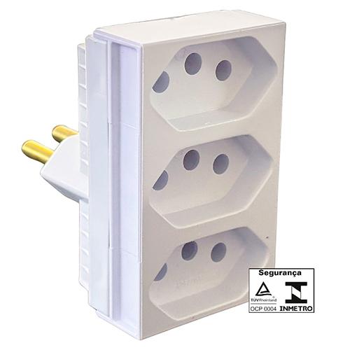 PINO MULTIPLICADOR 3 PINOS 20A BRANCO MONOBLOCO 12300 ILUMI
